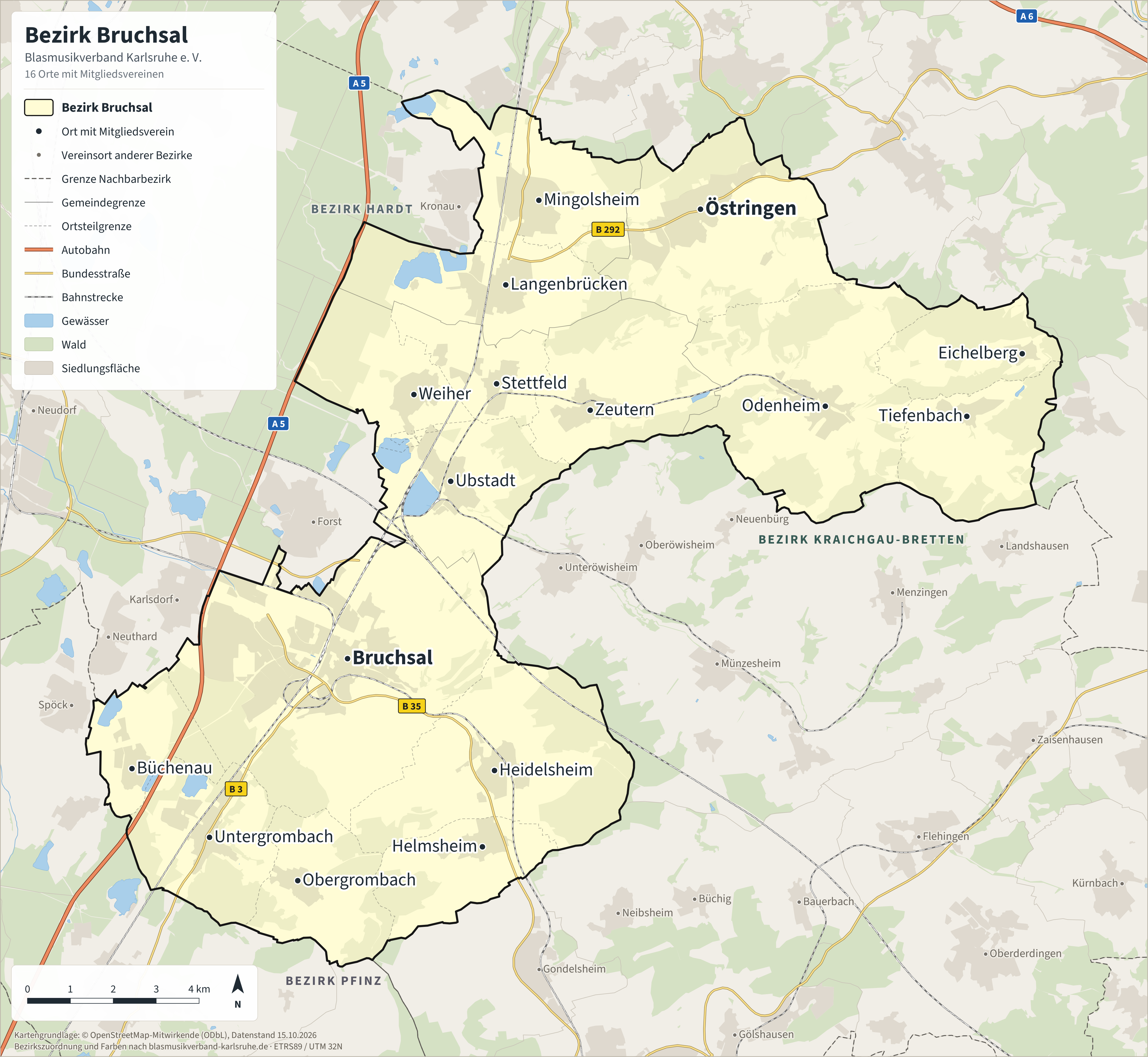 Karte Bezirk Bruchsal
